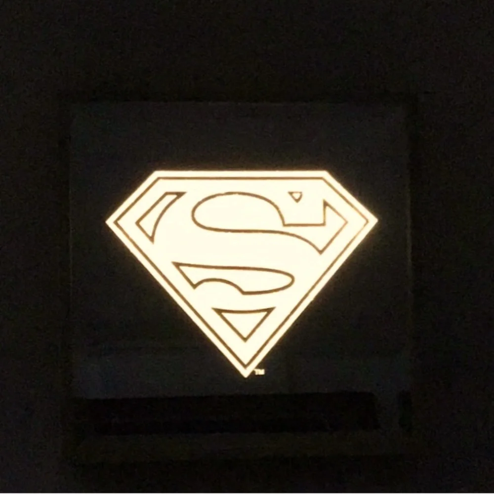 DC COMICS Superman/Supergirl Logo Lighted Mirror, Square, Glittery, Timer